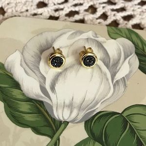 Gorjana Black Druzy and Gold Studs